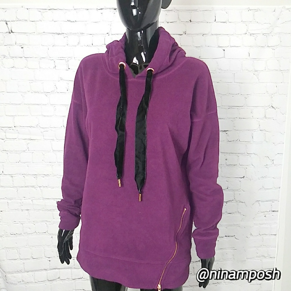 Xersion Purple Hooded Neck Sweatshirt w/gold zip